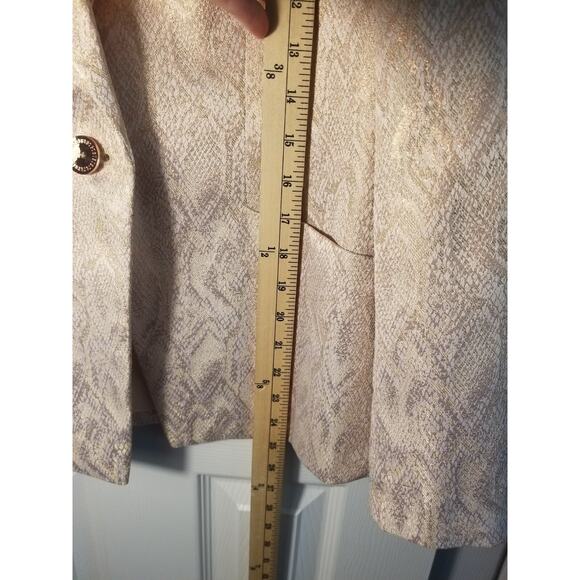 TED BAKER Champagne Pink Metallic Python Blazer Jacket 3 Career Office Holiday - Picture 6 of 11